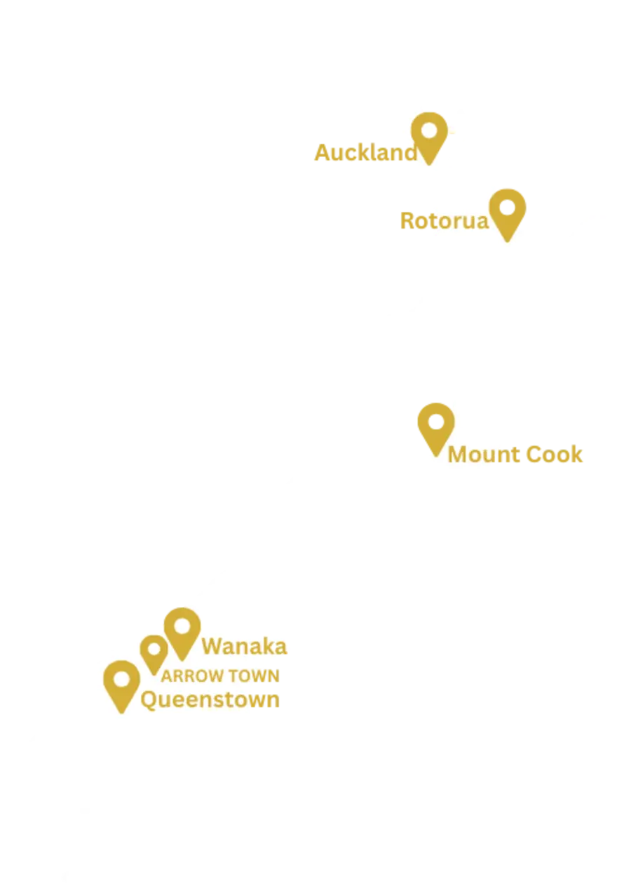 Map of New Zealand showing NZ Limo & Tours coverage